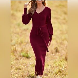 Burgundy Knit Pullover Dress